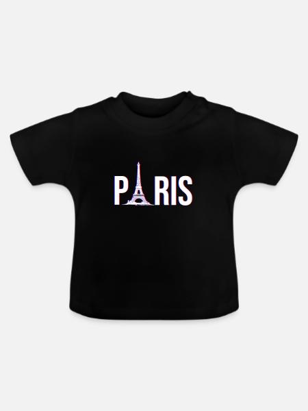 Paris Eiffelturm - Baby Bio-T-Shirt mit Rundhals - Schwarz