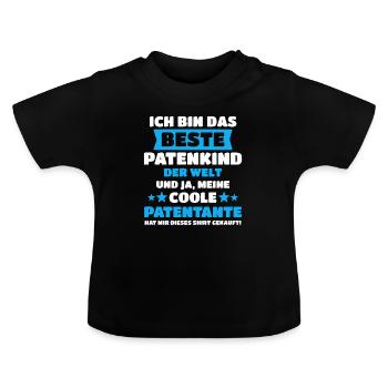 Patenkind Patentante Pate Geburt Geschenk - Baby Bio-T-Shirt mit Rundhals - Schwarz - Vorne
