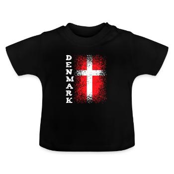 Dänemark Flagge - Baby Bio-T-Shirt mit Rundhals - Schwarz - Vorne