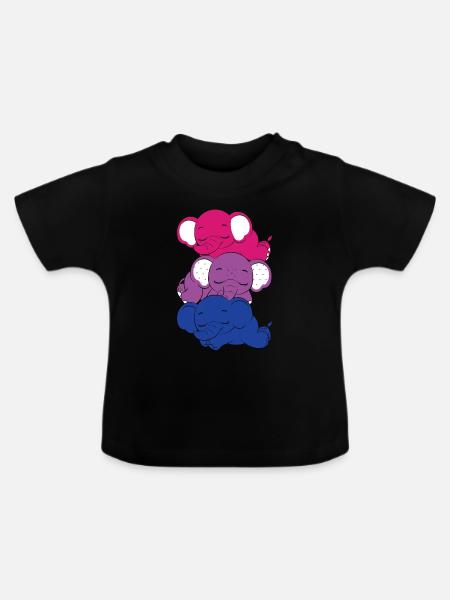 Bisexueller Elefant Bisexuell - Baby Bio-T-Shirt mit Rundhals - Schwarz