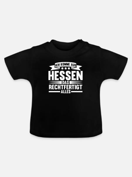 Hessen Heimat Hesse Geschenk - Baby Bio-T-Shirt mit Rundhals - Schwarz