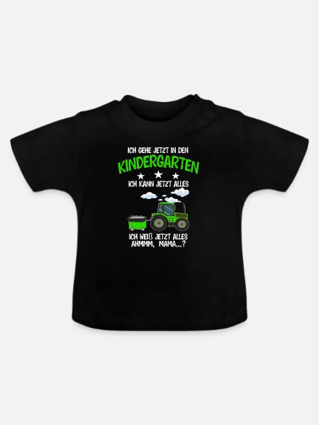Kindergarten Traktor Kindergartenanfänger Geschenk - Baby Bio-T-Shirt mit Rundhals - Schwarz