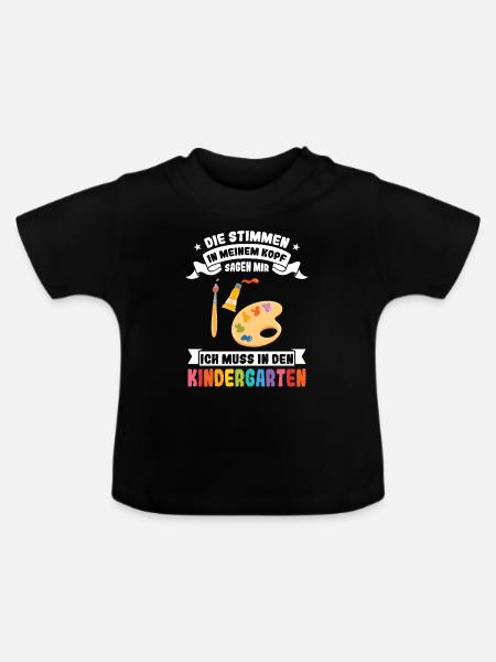 Kindergarten Anfang Kindergartenanfänger Geschenk - Baby Bio-T-Shirt mit Rundhals - Schwarz