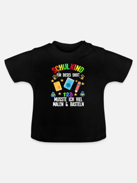 Schulkind Einschulung Schulbeginn Geschenk - Baby Bio-T-Shirt mit Rundhals - Schwarz