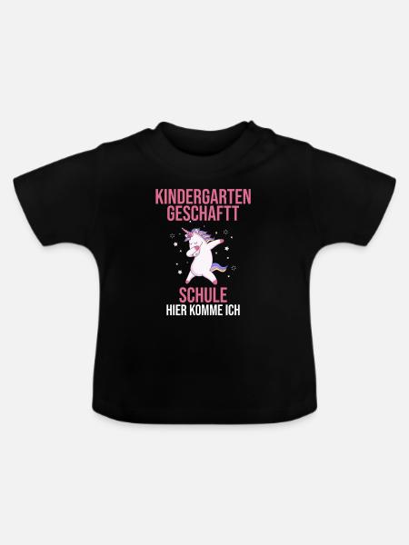 Schulkind Einhorn Schulstart Geschenk - Baby Bio-T-Shirt mit Rundhals - Schwarz