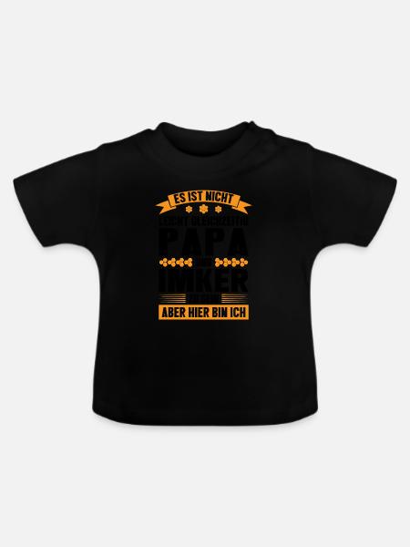 Imker Papa Imkern Geschenk - Baby Bio-T-Shirt mit Rundhals - Schwarz