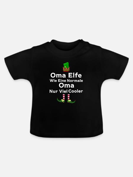 Oma Elfe Omas Geschenk - Baby Bio-T-Shirt mit Rundhals - Schwarz