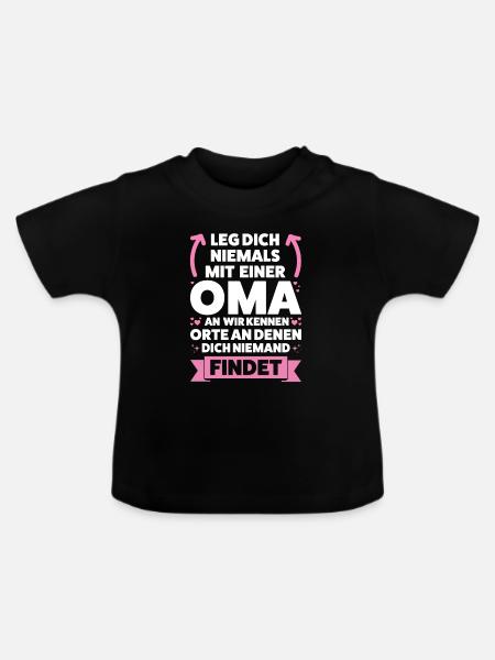 Oma Großmutter Großmütter Geschenk - Baby Bio-T-Shirt mit Rundhals - Schwarz