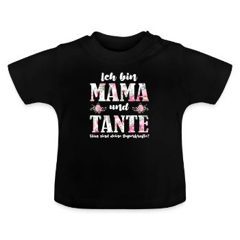 Mama Tante Mutter Geschenk - Baby Bio-T-Shirt mit Rundhals - Schwarz - Vorne