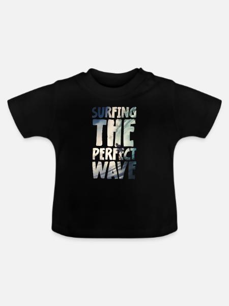 Surfing The Perfect Wave - Baby Bio-T-Shirt mit Rundhals - Schwarz