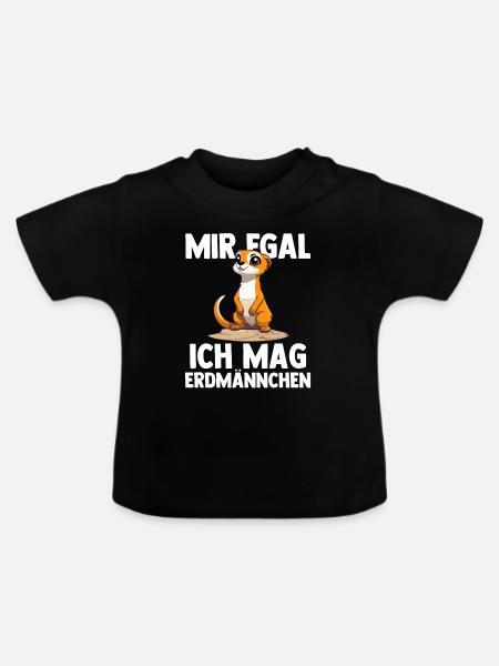 Erdmännchen Tier Säugetier Geschenk - Baby Bio-T-Shirt mit Rundhals - Schwarz
