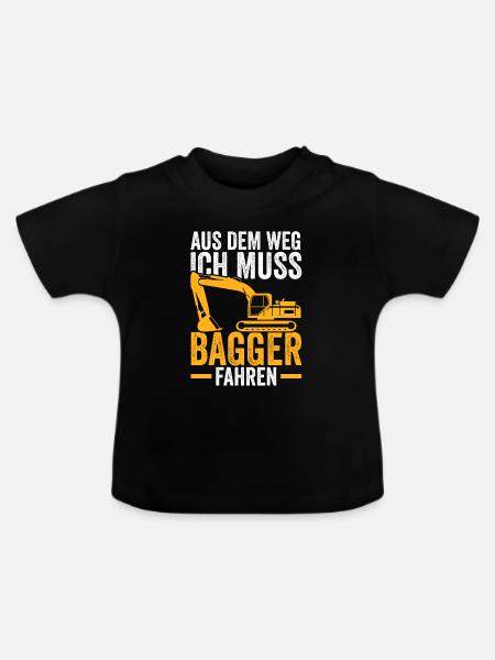 Bagger Fahrer Baggerfahrer Geschenk - Baby Bio-T-Shirt mit Rundhals - Schwarz