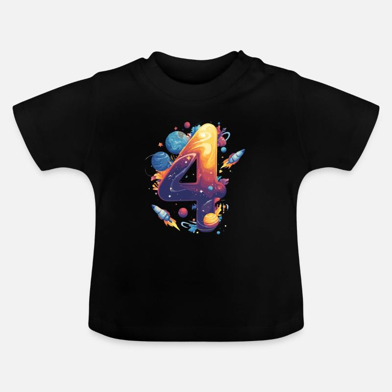 Espace 4e anniversaire - T-shirt bio col rond Bébé - noir