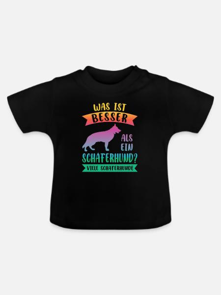 Schäferhund Hund Schäferhunde Geschenk - Baby Bio-T-Shirt mit Rundhals - Schwarz