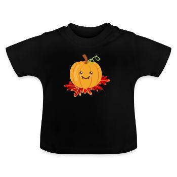 Kürbis | Halloween - Baby Bio-T-Shirt mit Rundhals - Schwarz - Vorne
