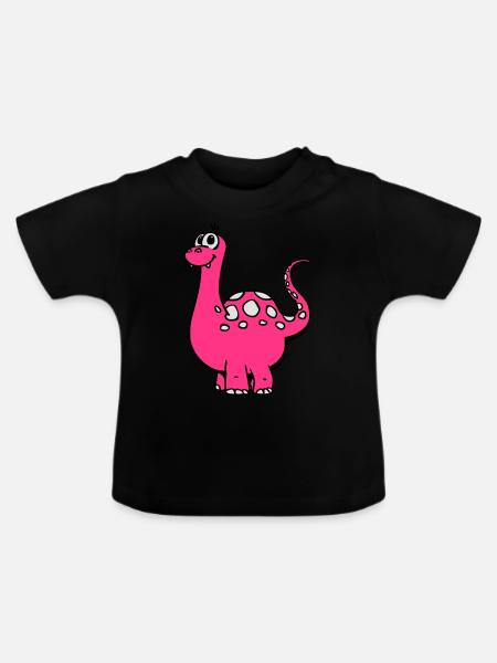Dino 3c - Baby Bio-T-Shirt mit Rundhals - Schwarz