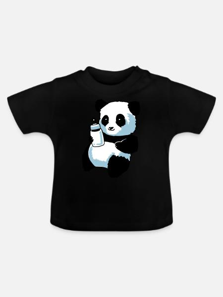 Panda Partnershirt - Baby - Baby Organic T-Shirt with Round Neck - black