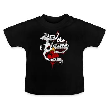 flame - Baby Organic T-Shirt with Round Neck - black - Front