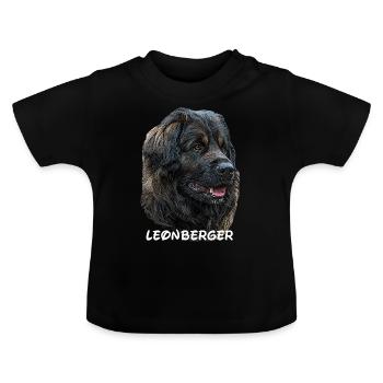 Leonberger,Hundekopf,Hunderasse,Hund,Hunderasse - Baby Bio-T-Shirt mit Rundhals - Schwarz - Vorne