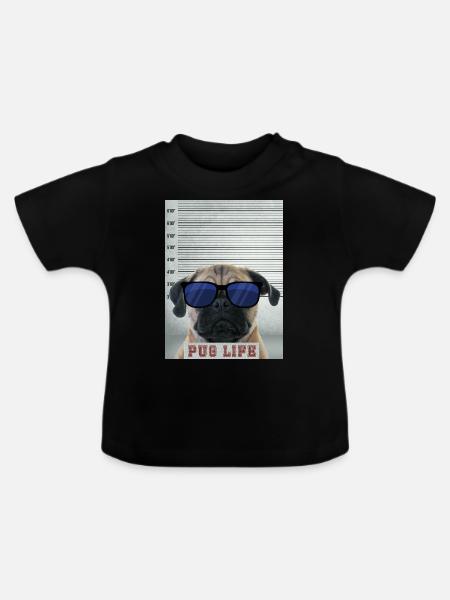 pug is life - Baby Bio-T-Shirt mit Rundhals - Schwarz