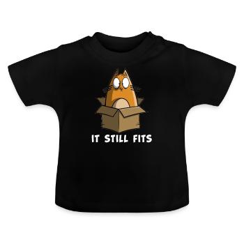 Il convient toujours - Chat épais dans le carton - T-shirt bio col rond Bébé - noir - Devant