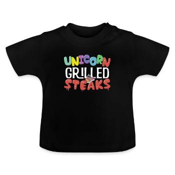 Grillons de viande de licorne délicieuse licorne - T-shirt bio col rond Bébé - noir - Devant