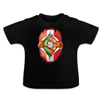 Switzerland Portugal dual citizen - Baby Organic T-Shirt with Round Neck - black - Front