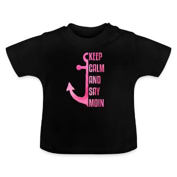 Moin I Moin Moin I Leuchturm I Geschenk I Küste - Baby Bio-T-Shirt mit Rundhals - Schwarz - Vorne