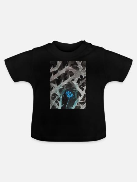 Kostbares Blau - Baby Bio-T-Shirt mit Rundhals - Schwarz