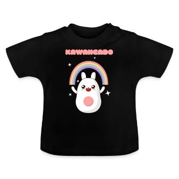 Kawaiicado Kawaii Avocado Design - Baby Bio-T-Shirt mit Rundhals - Schwarz - Vorne