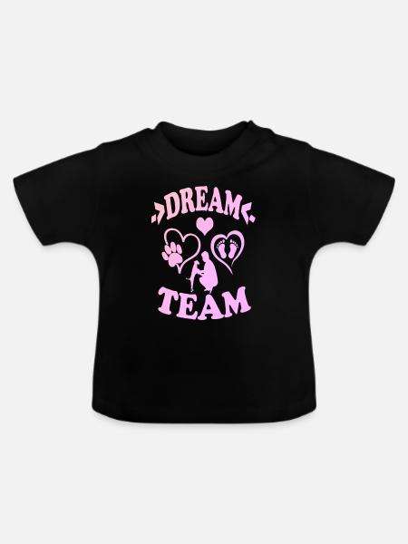 Dream team - Baby Bio-T-Shirt mit Rundhals - Schwarz