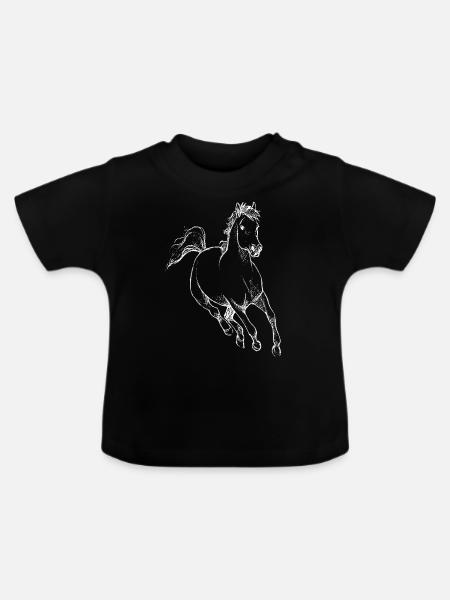 Pferd Pferdchen Reiten Hobby Geschenkidee - Baby Bio-T-Shirt mit Rundhals - Schwarz