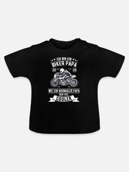 Biker Papa Motorrad - Baby Bio-T-Shirt mit Rundhals - Schwarz
