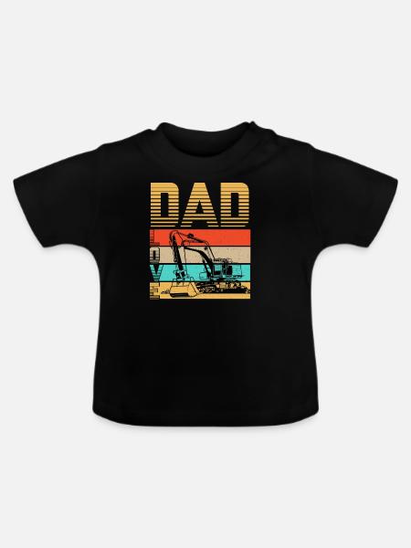 Bagger Papa Liebe - Baby Bio-T-Shirt mit Rundhals - Schwarz