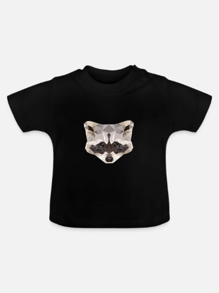 Waschbär Polygon - Baby Bio-T-Shirt mit Rundhals - Schwarz
