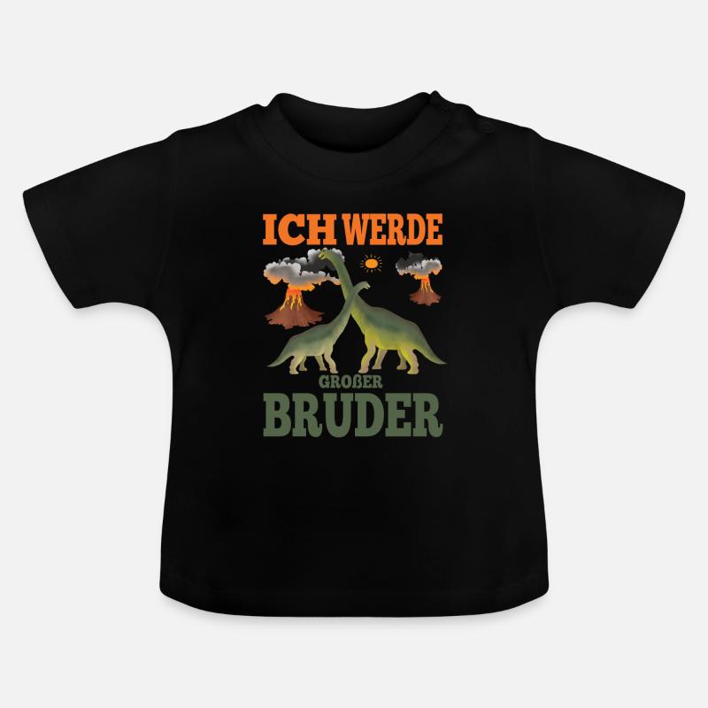 Großer Bruder Ich werde - Baby Bio-T-Shirt mit Rundhals - Schwarz