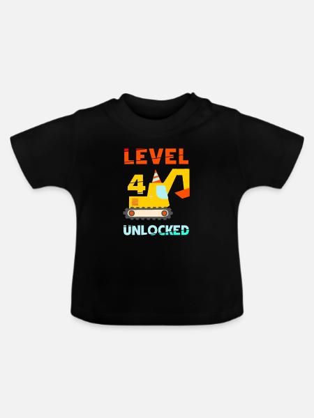 Level 4 unlocked Bagger - Baby Bio-T-Shirt mit Rundhals - Schwarz