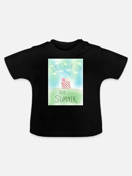 Lets enjoy the summer - Baby Bio-T-Shirt mit Rundhals - Schwarz