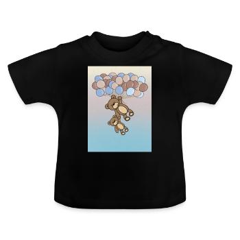 Bear Balloon Baby - Baby Organic T-Shirt with Round Neck - black - Front
