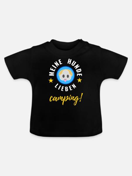 Meine Hunde lieben Camping! - Baby Bio-T-Shirt mit Rundhals - Schwarz