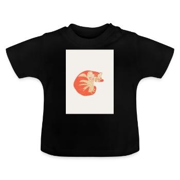 Cosy orange ginger cat - Baby Organic T-Shirt with Round Neck - black - Front