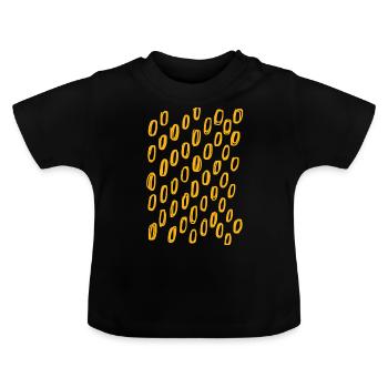 Orange circle on T-shirt - Baby Organic T-Shirt with Round Neck - black - Front