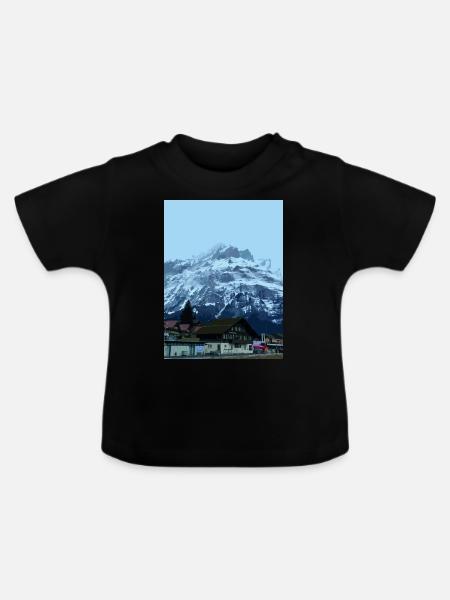 Swiss Mountains - Grindelwald Valley - Baby Bio-T-Shirt mit Rundhals - Schwarz