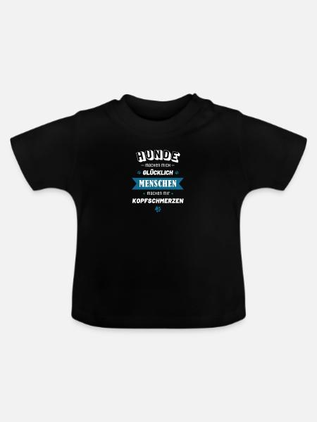 Hunde machen mich glücklich - Baby Bio-T-Shirt mit Rundhals - Schwarz