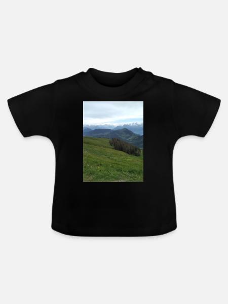 Berglandschaft - Baby Bio-T-Shirt mit Rundhals - Schwarz