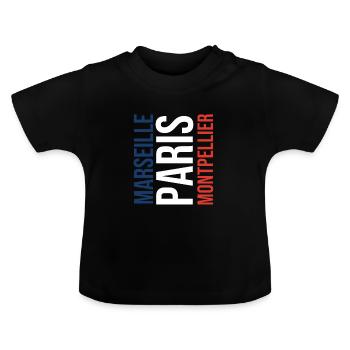 Montpellier - Marseille - Paris - Baby Bio-T-Shirt mit Rundhals - Schwarz - Vorne