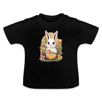 Osterhase - Baby Bio-T-Shirt mit Rundhals - Schwarz - Vorne