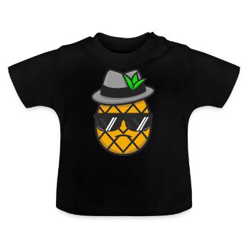 Ananas Gangster Mafia Kawaii Design Pocket - Baby Bio-T-Shirt mit Rundhals - Schwarz - Vorne