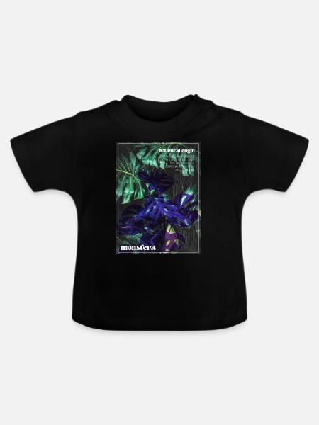 monstera - Baby Bio-T-Shirt mit Rundhals - Schwarz