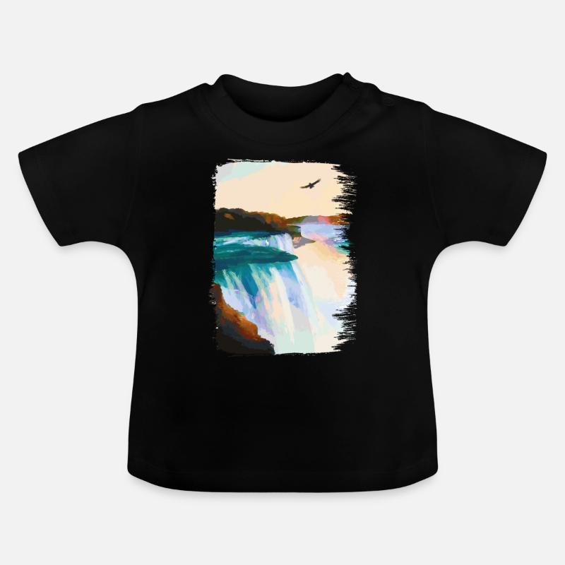 Peinture de Niagara Falls - T-shirt bio col rond Bébé - noir
